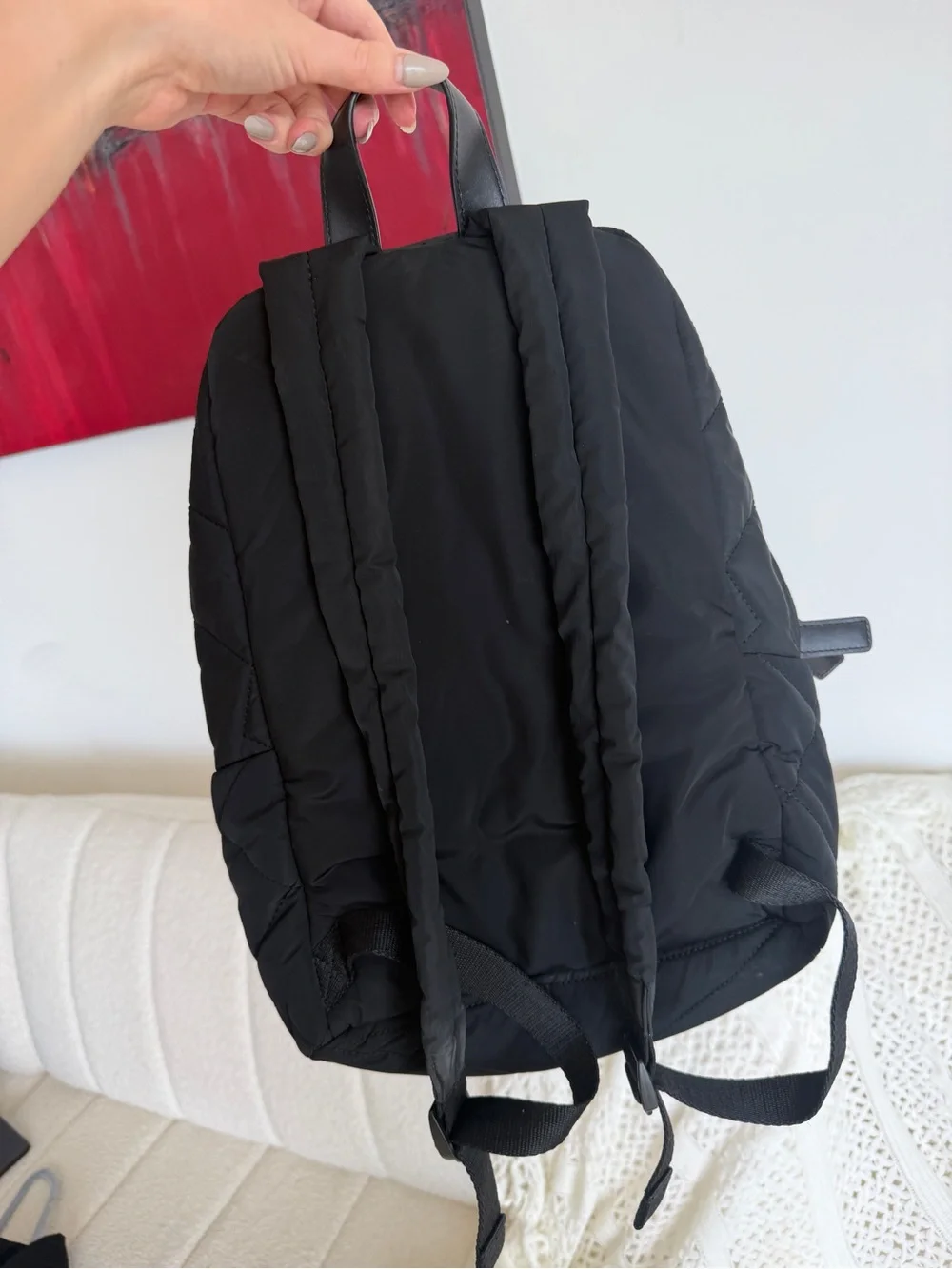 Marc Jacobs Black Quilted Mini Backpack with Gold Plaque